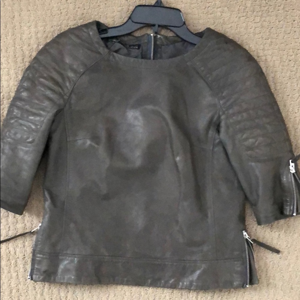 ALLSAINTS Leather Jacket Pullover